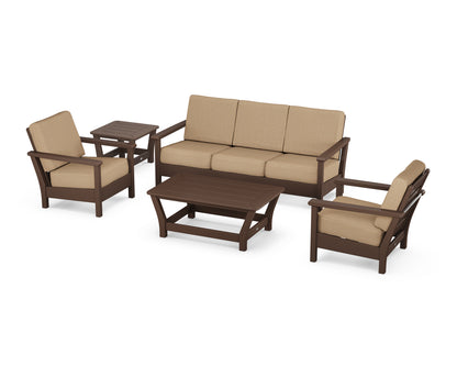 POLYWOOD® Harbour 5-Piece Deep Seating Set in Mahogany / Sesame