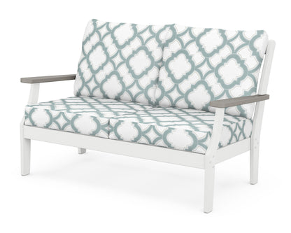 POLYWOOD® Braxton Deep Seating Loveseat in White / Driftwood / Trellis Glacier Spa