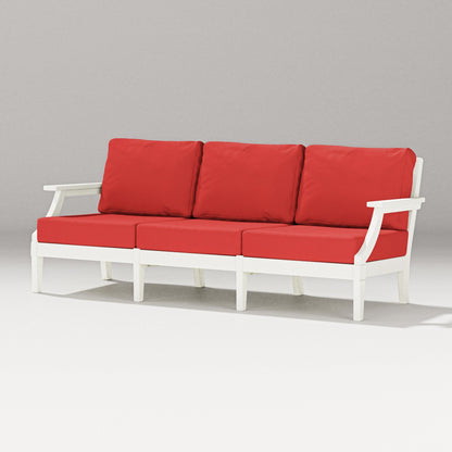 PW Designer Series Estate Sofa in Vintage White / Crimson Linen