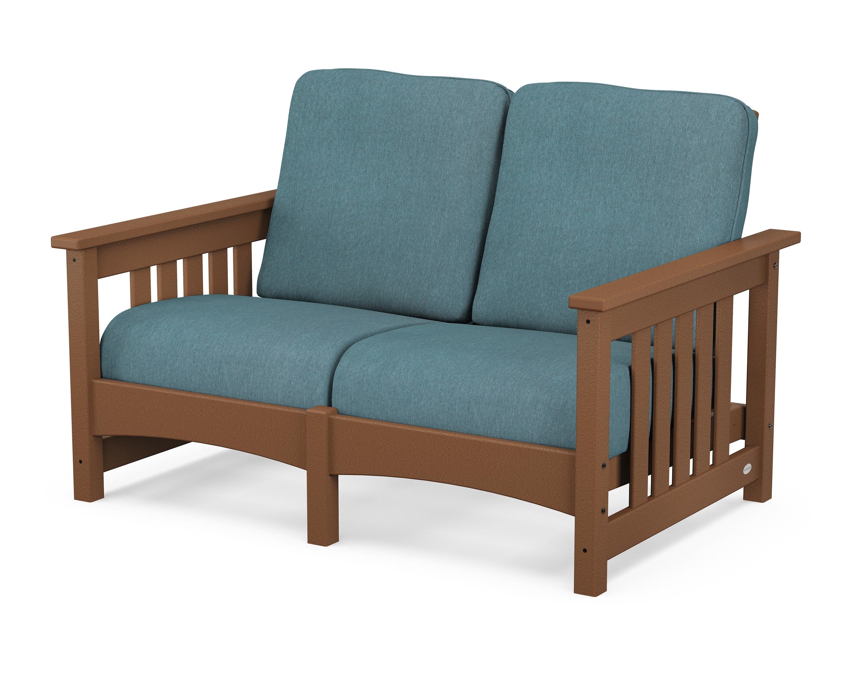 POLYWOOD® Club Mission Loveseat in Teak / Ocean Teal