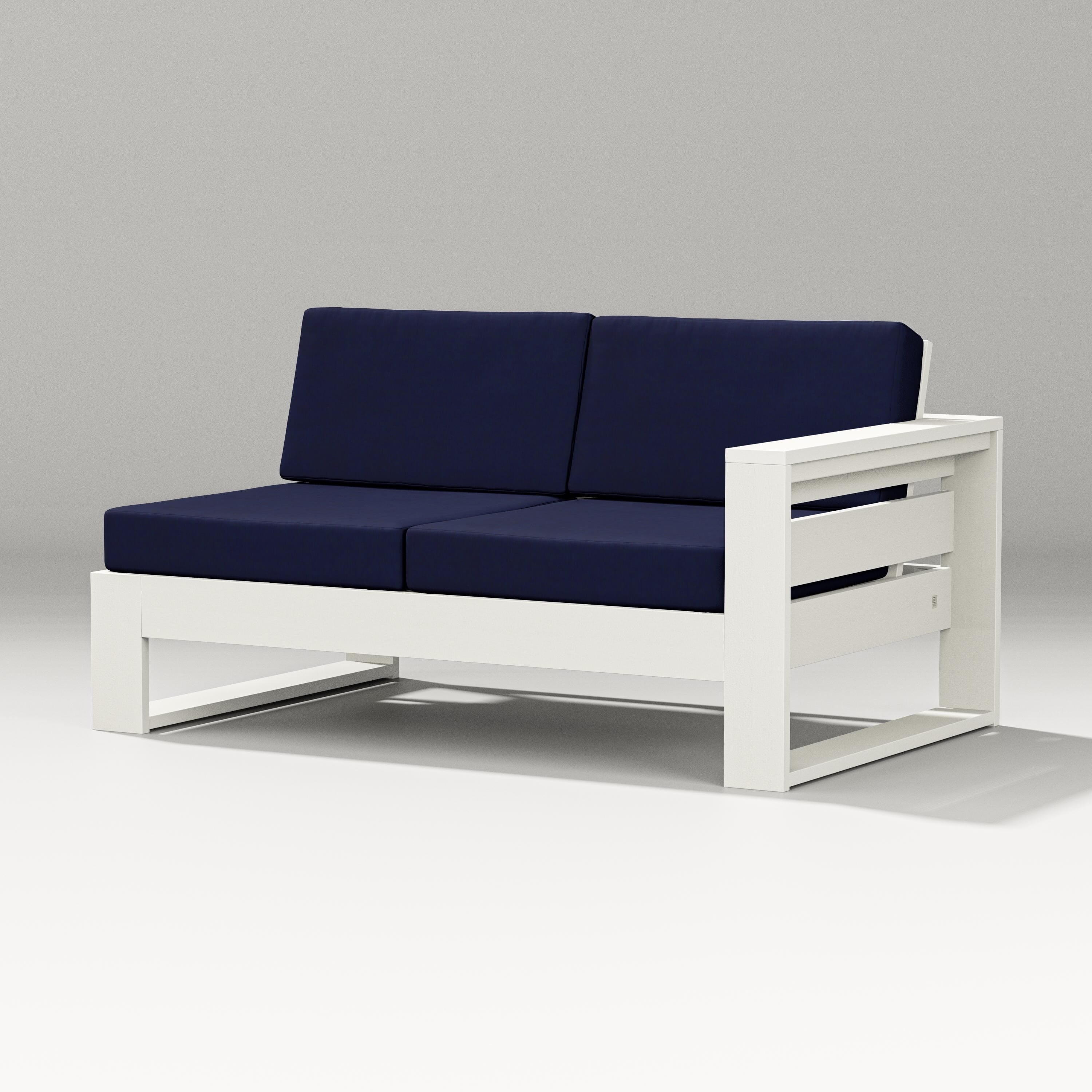 PW Designer Series Latitude Modular Right Arm Loveseat in Vintage White / Navy
