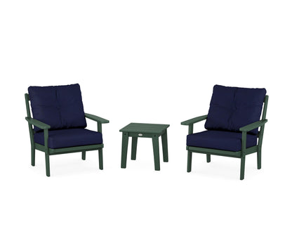 POLYWOOD® Prairie 3-Piece Deep Seating Set in Green / Navy