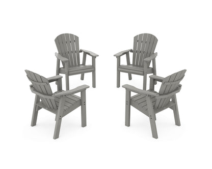 POLYWOOD® Seashell 4-Piece Upright Adirondack Conversation Set in Slate Grey