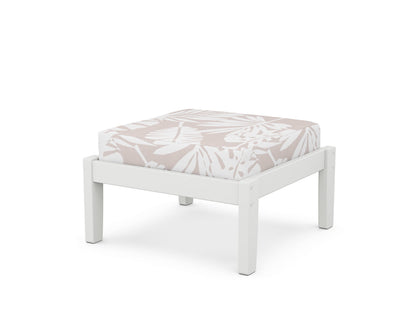 Unbranded Deep Seating Ottoman in White / Leaf Dune Burlap