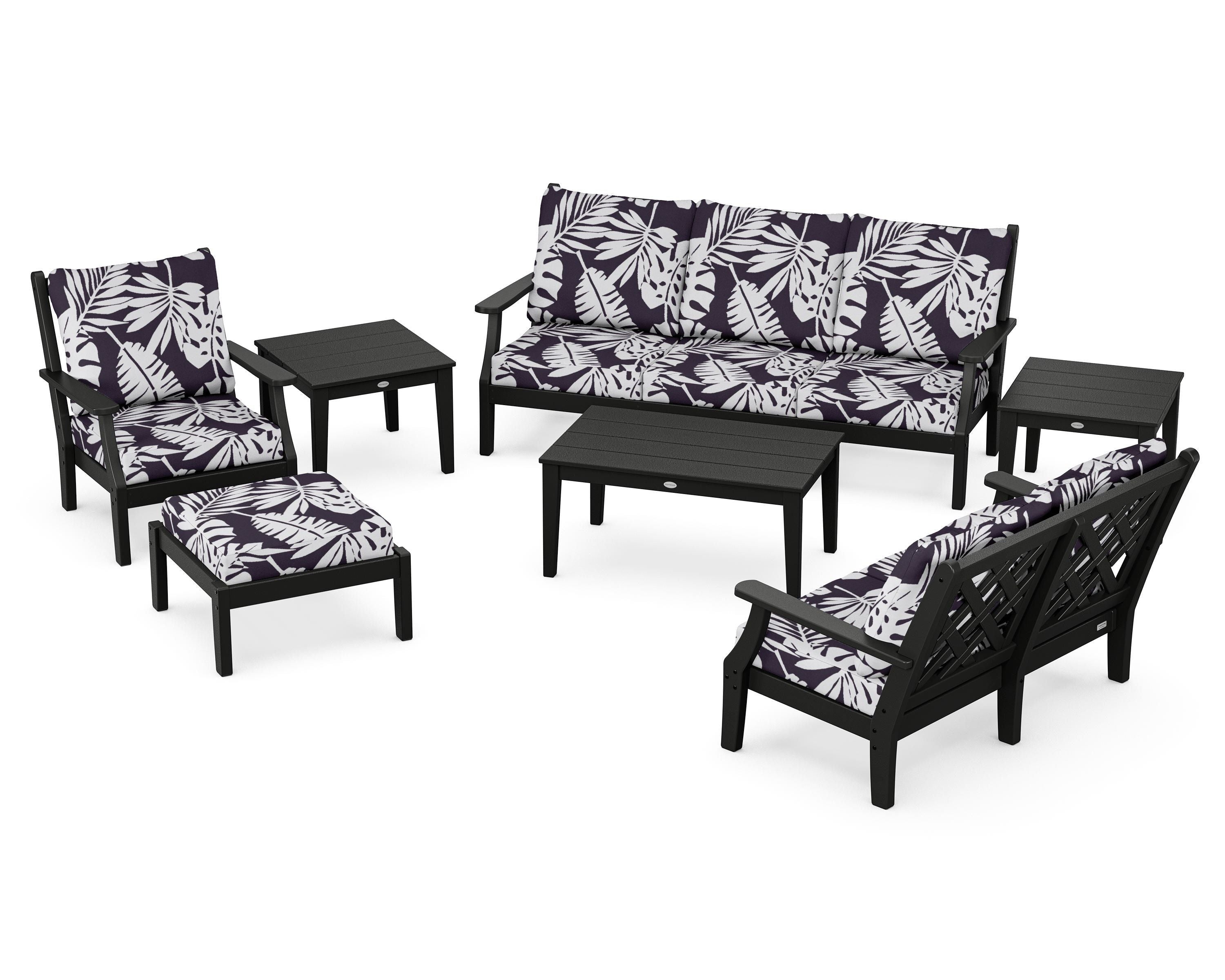 Country Living Wovendale 7-Piece Deep Seating Set in Black / Leaf Navy