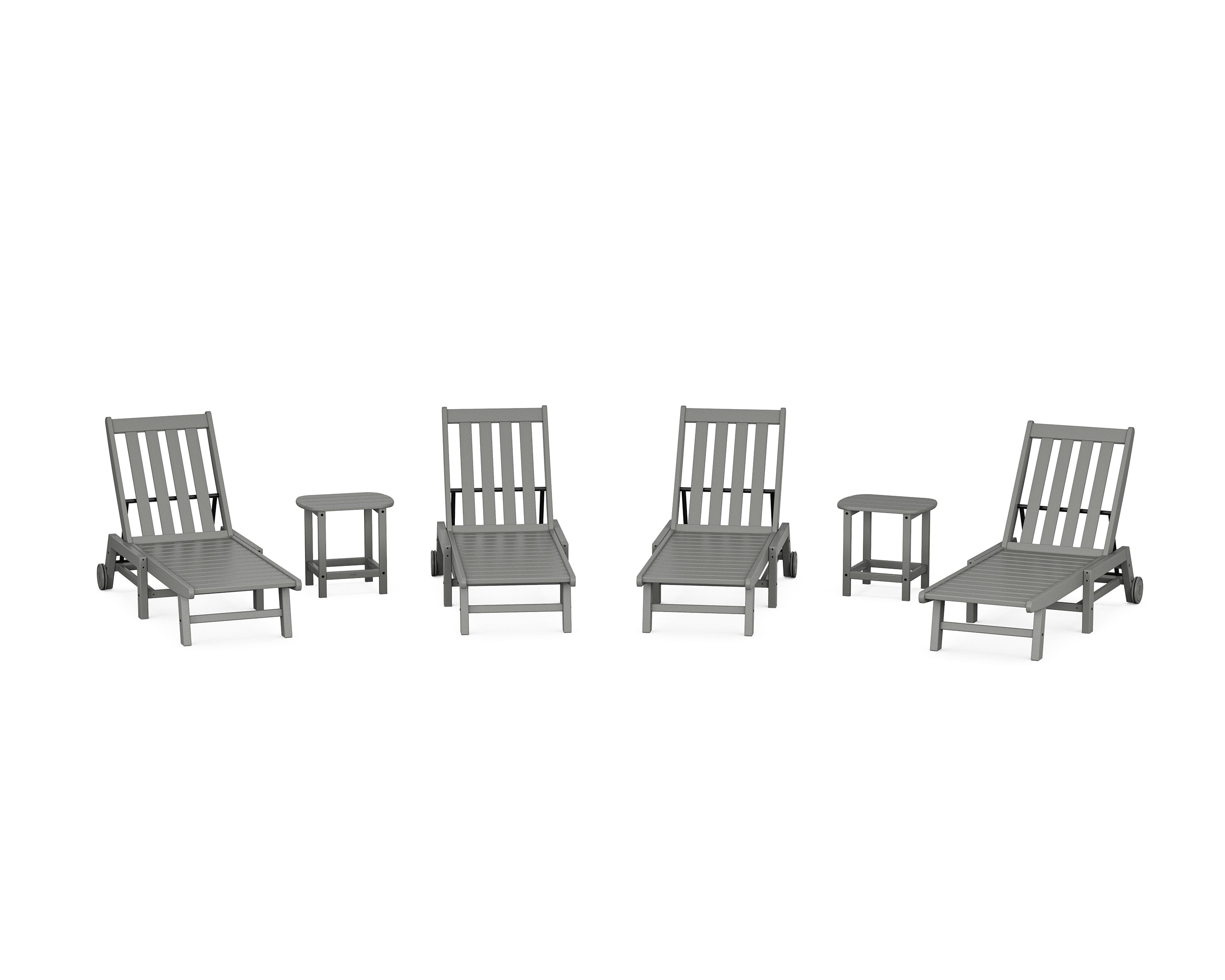 POLYWOOD® Vineyard 6-Piece Chaise with Wheels Set in Slate Grey