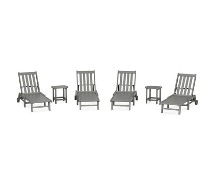 POLYWOOD® Vineyard 6-Piece Chaise with Wheels Set in Slate Grey