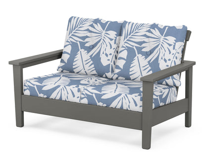 POLYWOOD® Prescott Deep Seating Loveseat in Slate Grey / Leaf Sky Blue