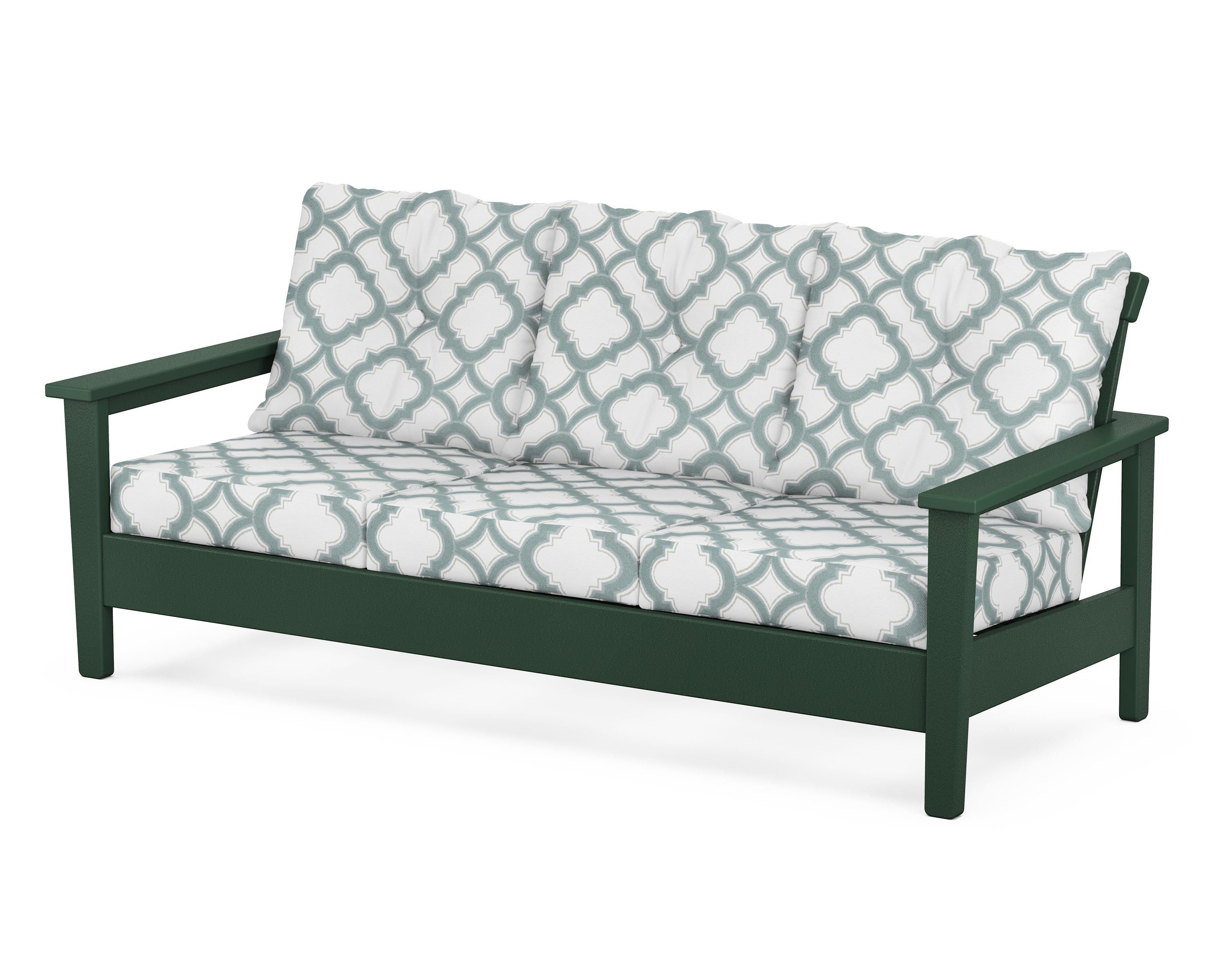 POLYWOOD® Prescott Deep Seating Sofa in Green / Trellis Glacier Spa
