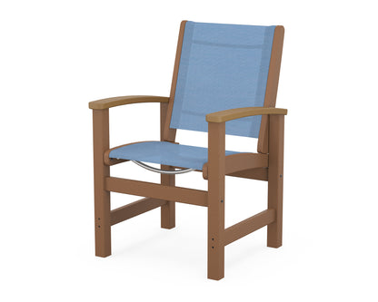 POLYWOOD® Coastal Dining Chair in Teak / Natural / Poolside Sling