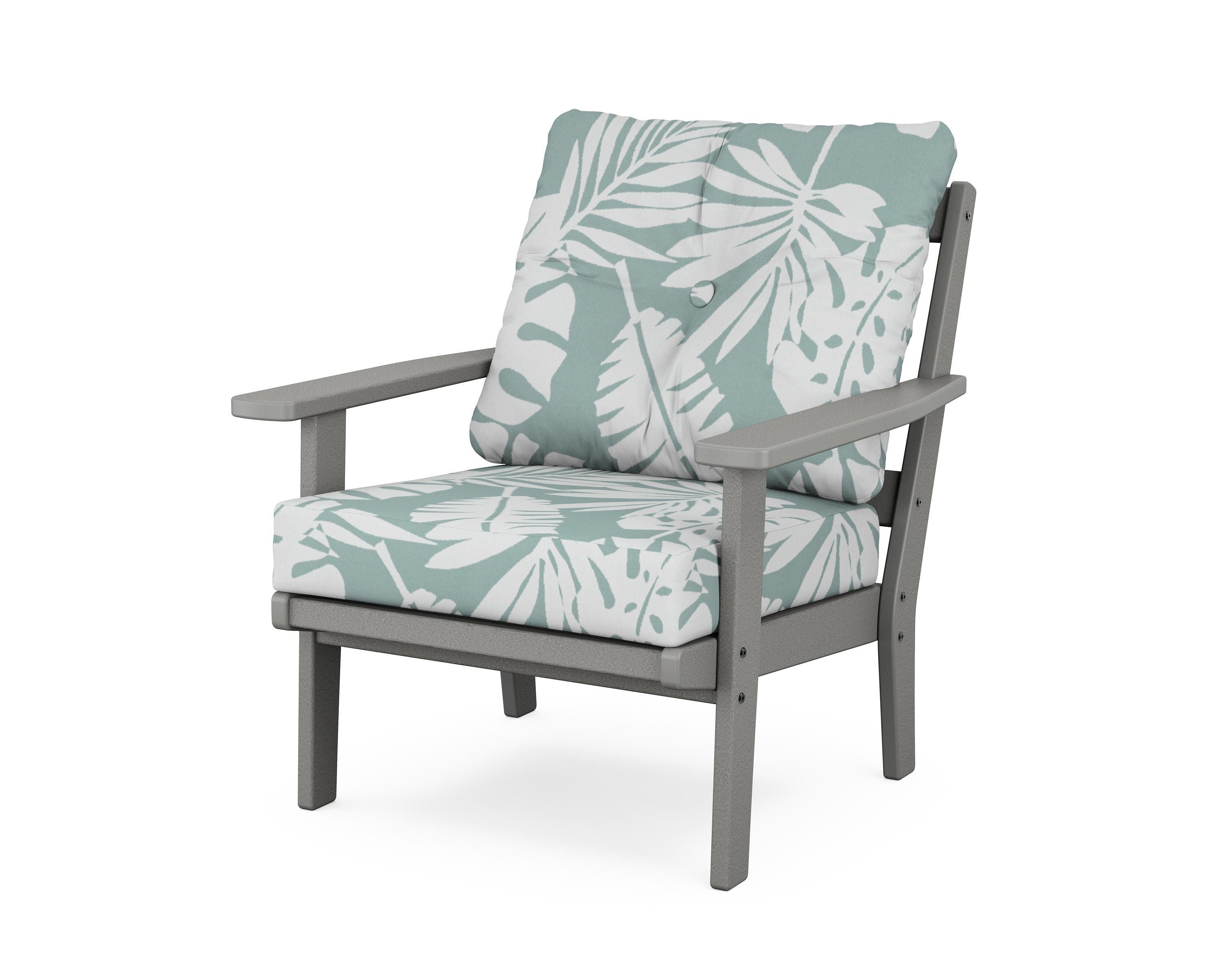 POLYWOOD® Oxford Deep Seating Chair in Slate Grey / Leaf Glacier Spa