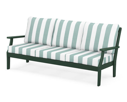 POLYWOOD® Braxton Deep Seating Sofa in Green / Cabana Stripe Glacier Spa