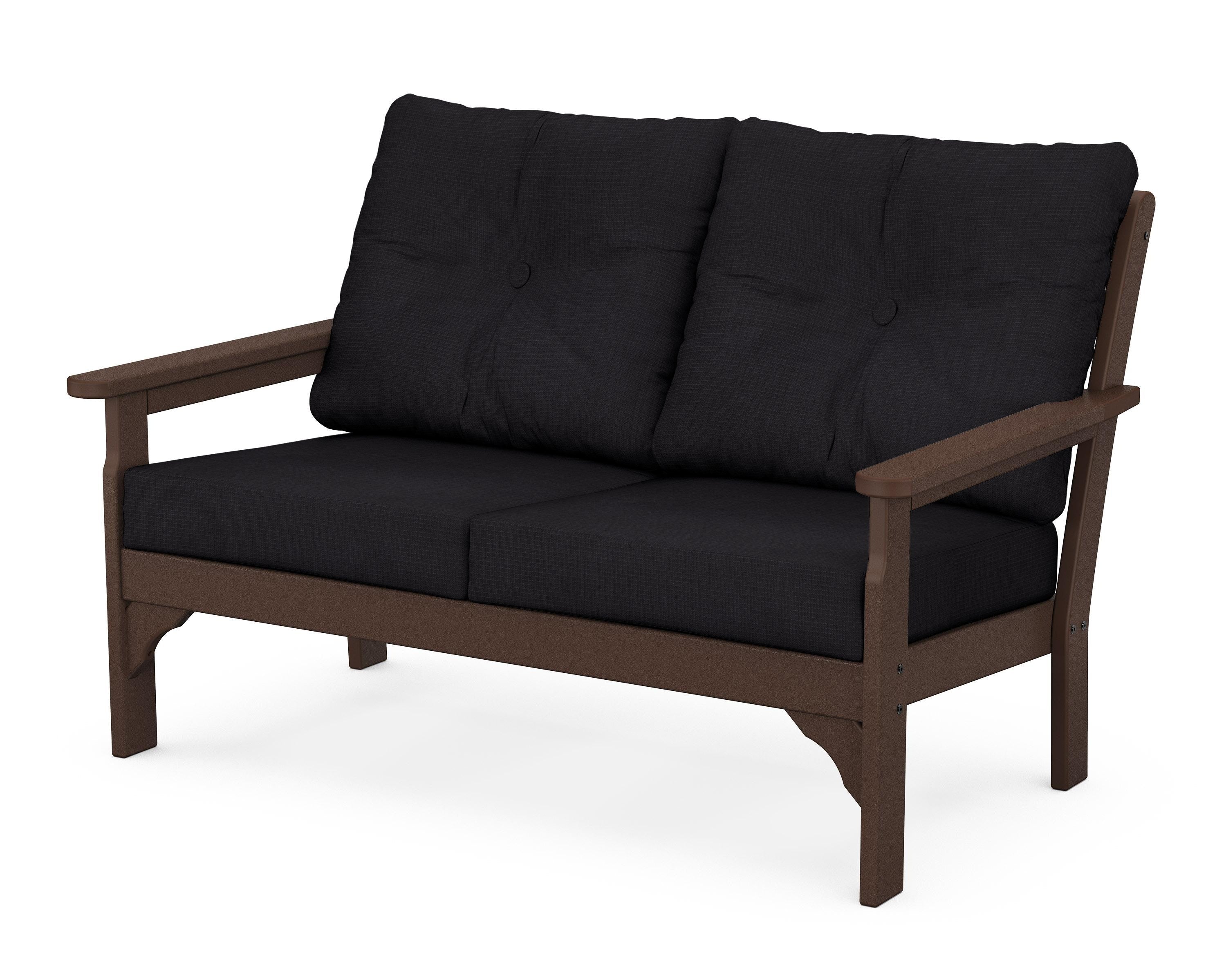 POLYWOOD® Vineyard Deep Seating Loveseat in Mahogany / Midnight Linen