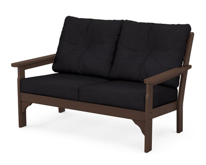 POLYWOOD® Vineyard Deep Seating Loveseat in Mahogany / Midnight Linen