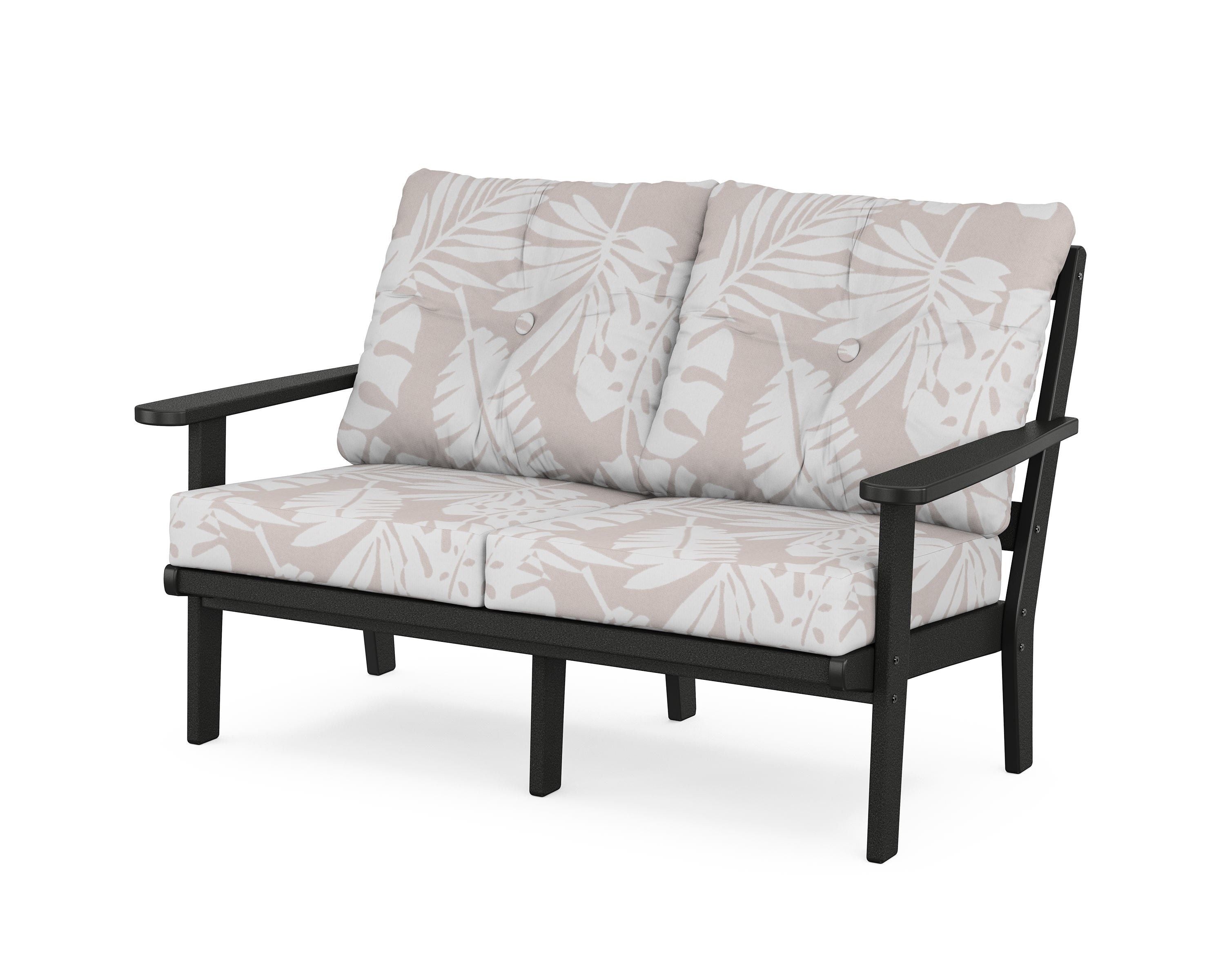 POLYWOOD® Mission Deep Seating Loveseat in Black / Leaf Dune Burlap