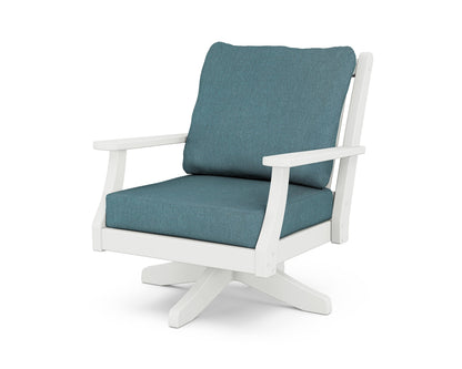 Country Living Wovendale Deep Seating Swivel Chair in White / Ocean Teal