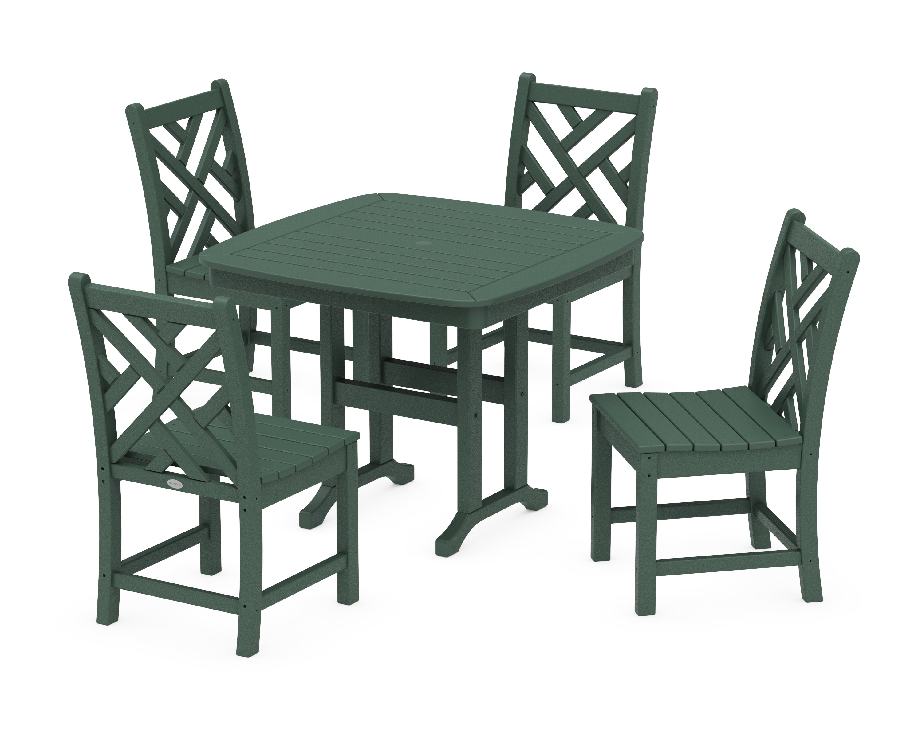 POLYWOOD® Chippendale 5-Piece Side Chair Dining Set in Green