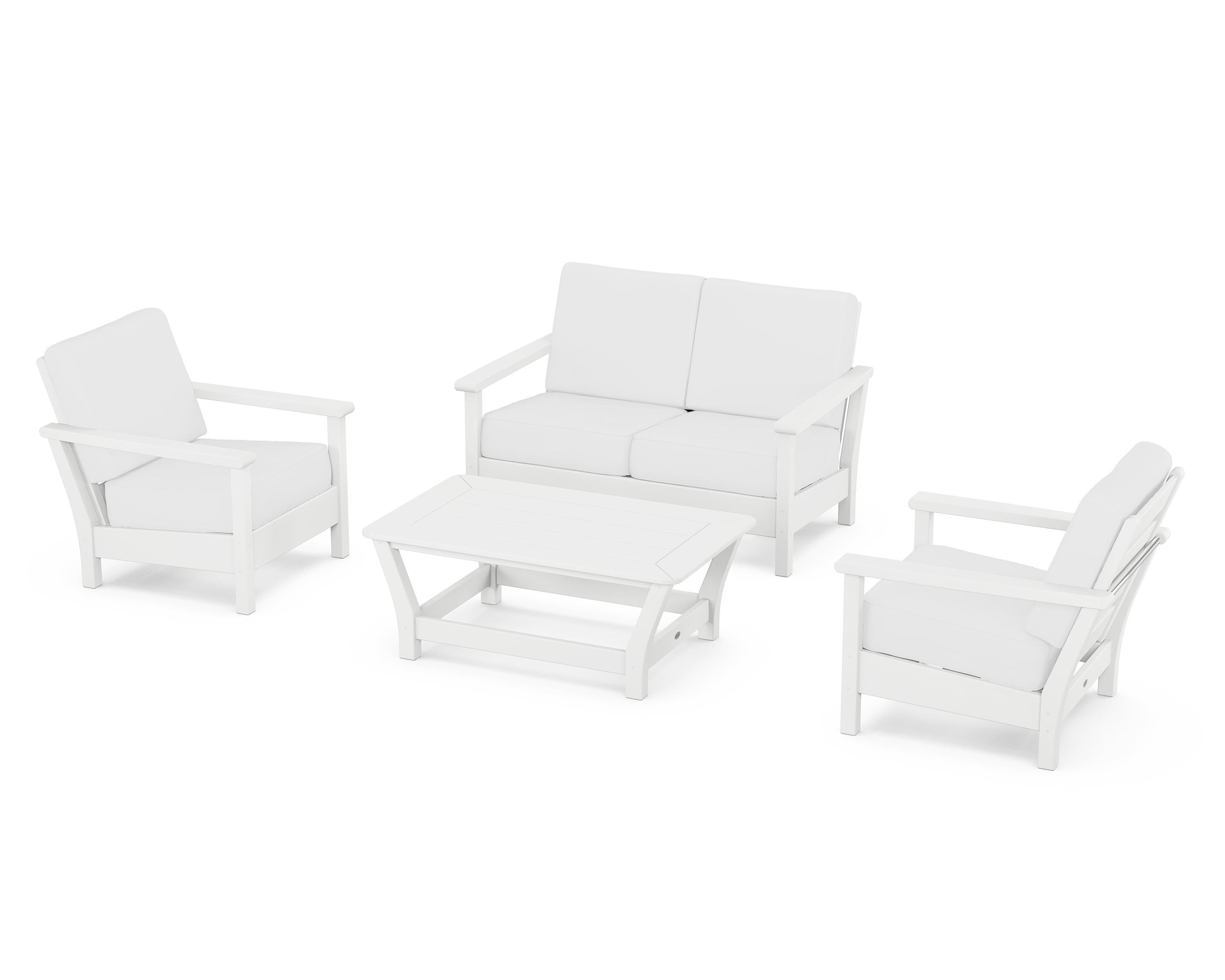 POLYWOOD® Harbour 4-Piece Deep Seating Set in White / Natural