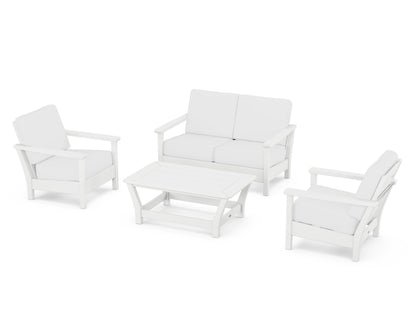 POLYWOOD® Harbour 4-Piece Deep Seating Set in White / Natural
