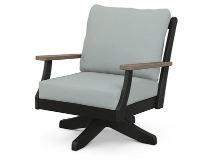 POLYWOOD® Braxton Deep Seating Swivel Chair in Black / Kona / Spa