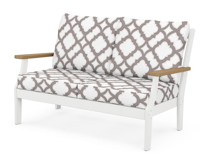 POLYWOOD® Braxton Deep Seating Loveseat in White / Natural / Trellis Grey Mist