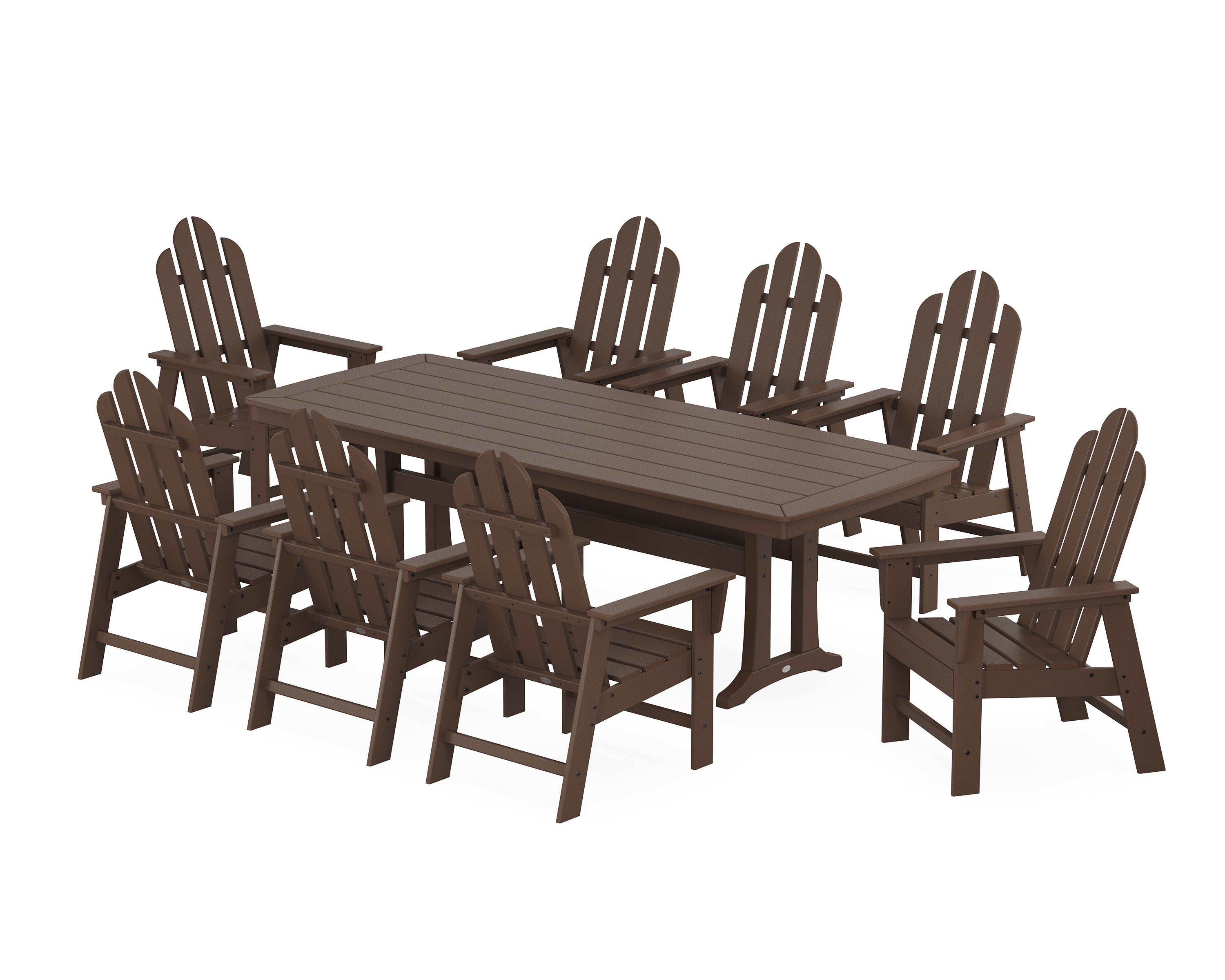 POLYWOOD® Long Island 9-Piece Dining Set with Trestle Legs in Mahogany
