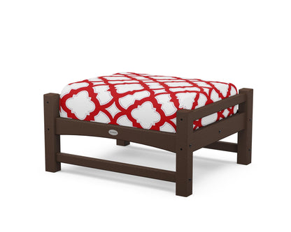 POLYWOOD® Club Ottoman in Mahogany / Trellis Crimson