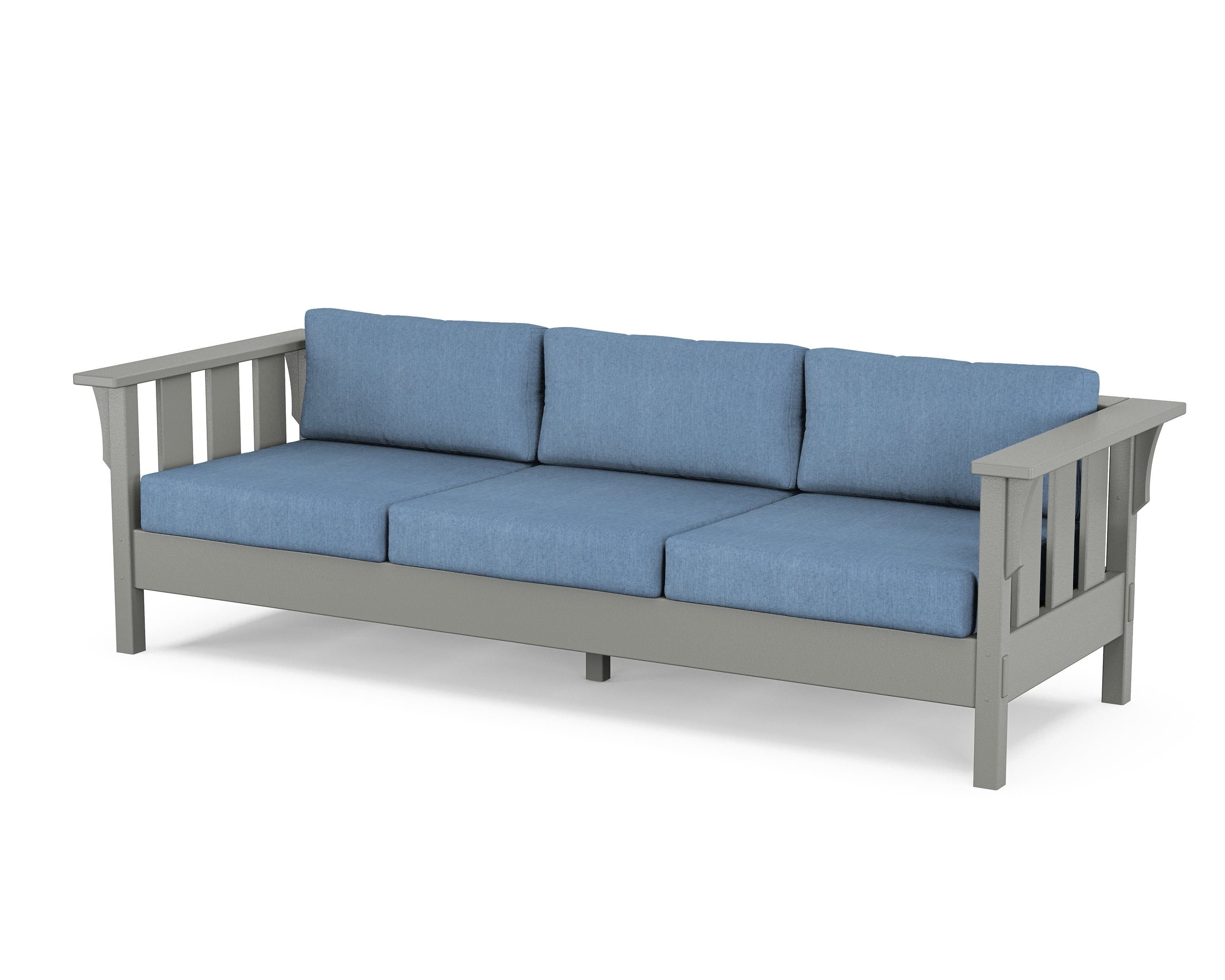 Martha Stewart by POLYWOOD® Acadia Deep Seating Sofa in Slate Grey / Sky Blue