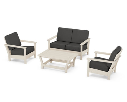 POLYWOOD® Harbour 4-Piece Deep Seating Set in Sand / Spectrum Carbon