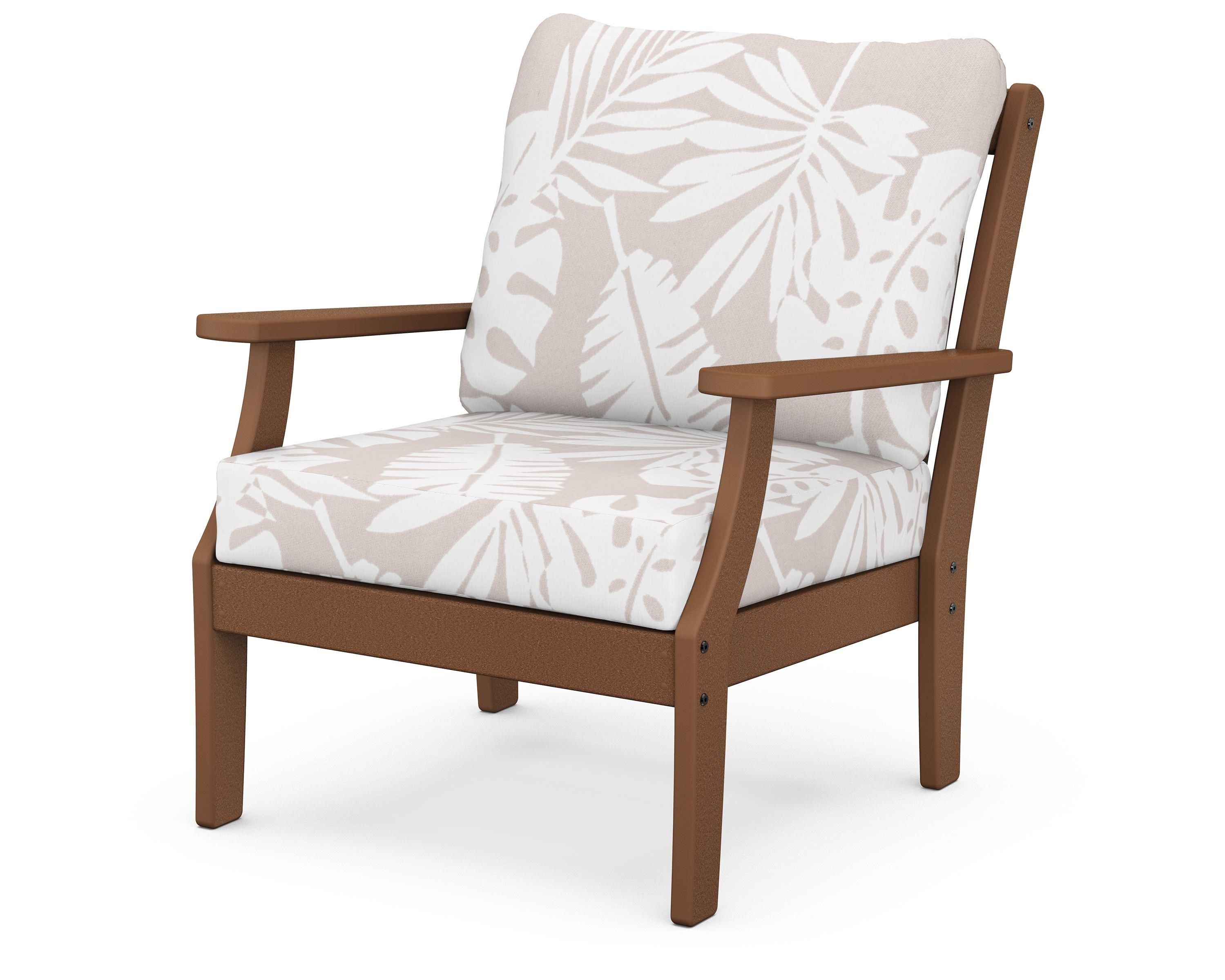 POLYWOOD® Braxton Deep Seating Chair in Teak / Leaf Dune Burlap