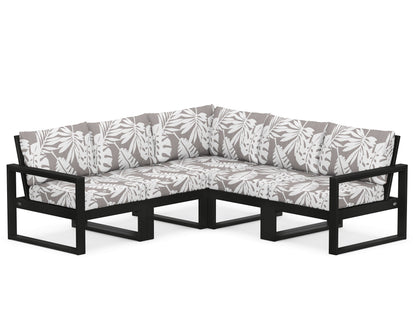 POLYWOOD® EDGE 5-Piece Modular Deep Seating Set in Black / Leaf Grey Mist