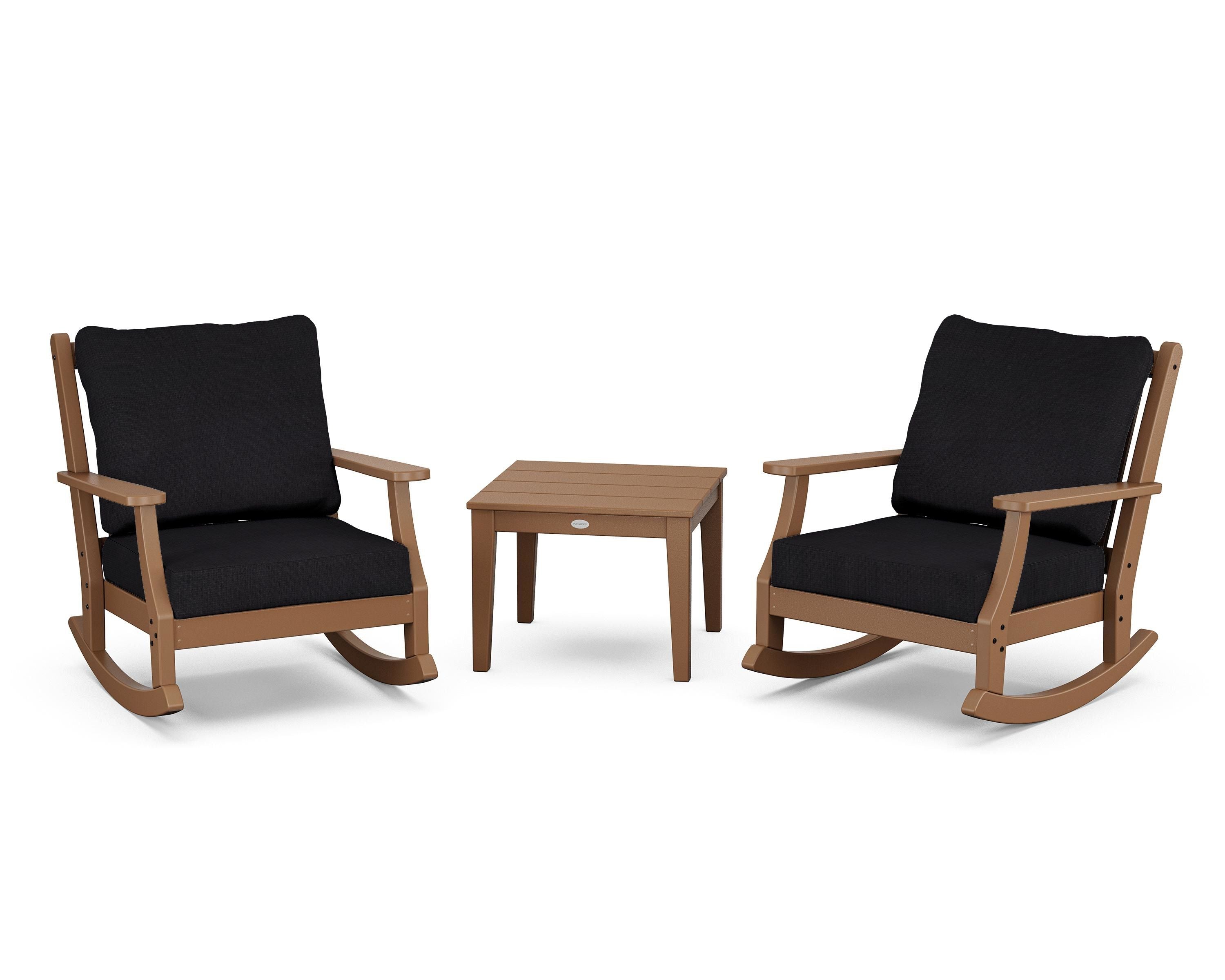 Country Living Wovendale 3-Piece Deep Seating Rocker Set in Teak / Midnight Linen