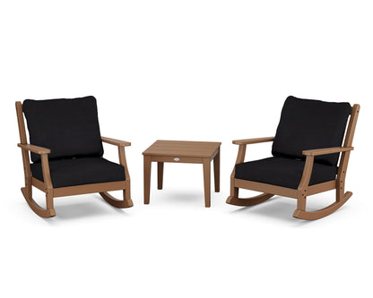Country Living Wovendale 3-Piece Deep Seating Rocker Set in Teak / Midnight Linen
