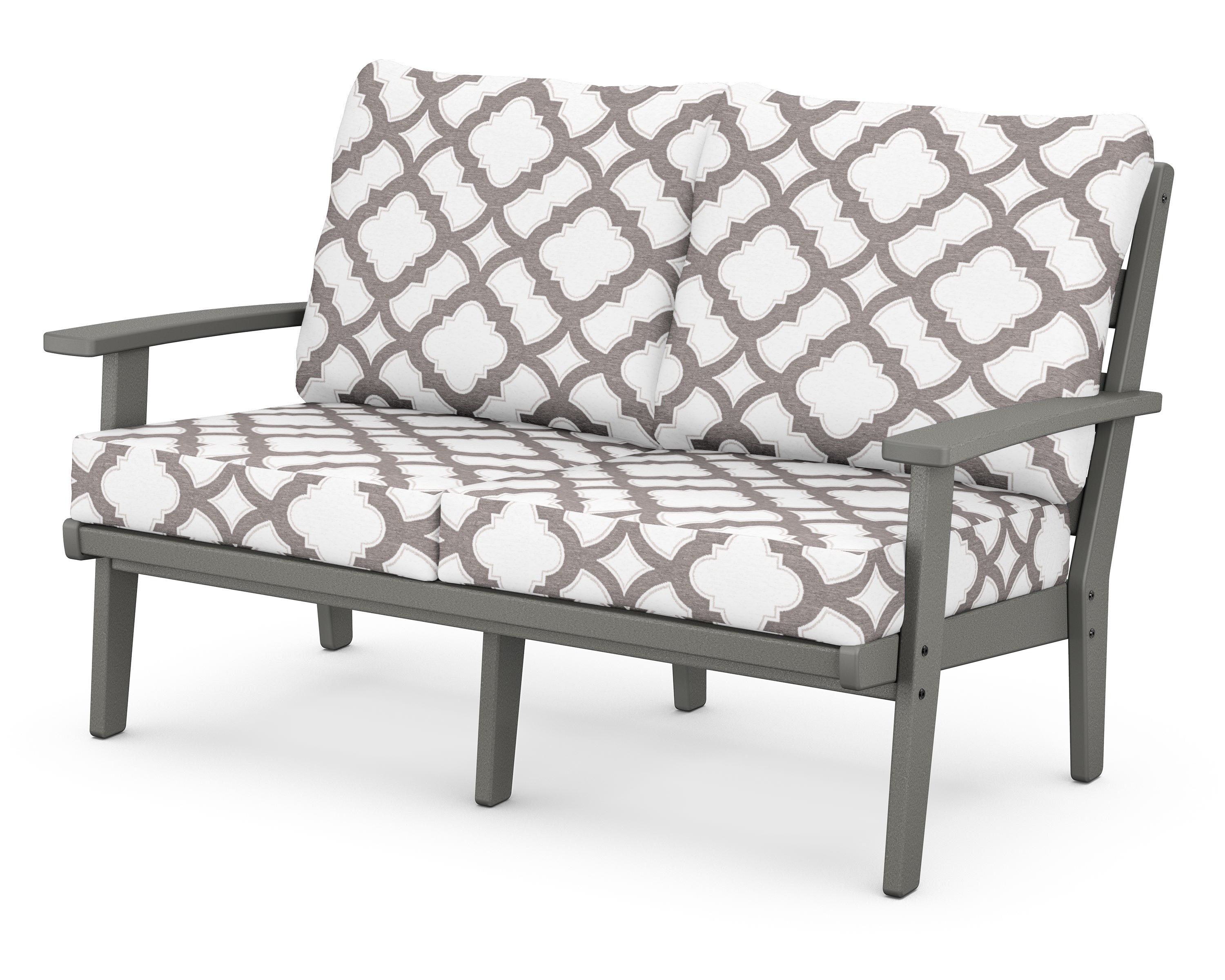 POLYWOOD® Grant Park Deep Seating Loveseat in Slate Grey / Trellis Grey Mist