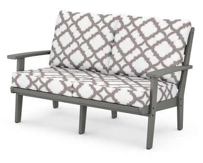 POLYWOOD® Grant Park Deep Seating Loveseat in Slate Grey / Trellis Grey Mist