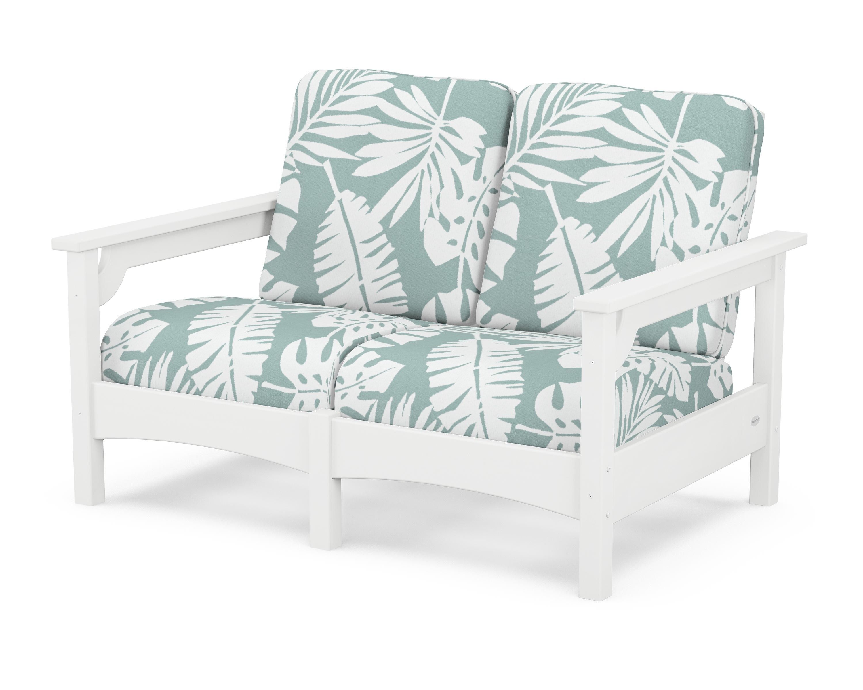 POLYWOOD® Club Loveseat in White / Leaf Glacier Spa