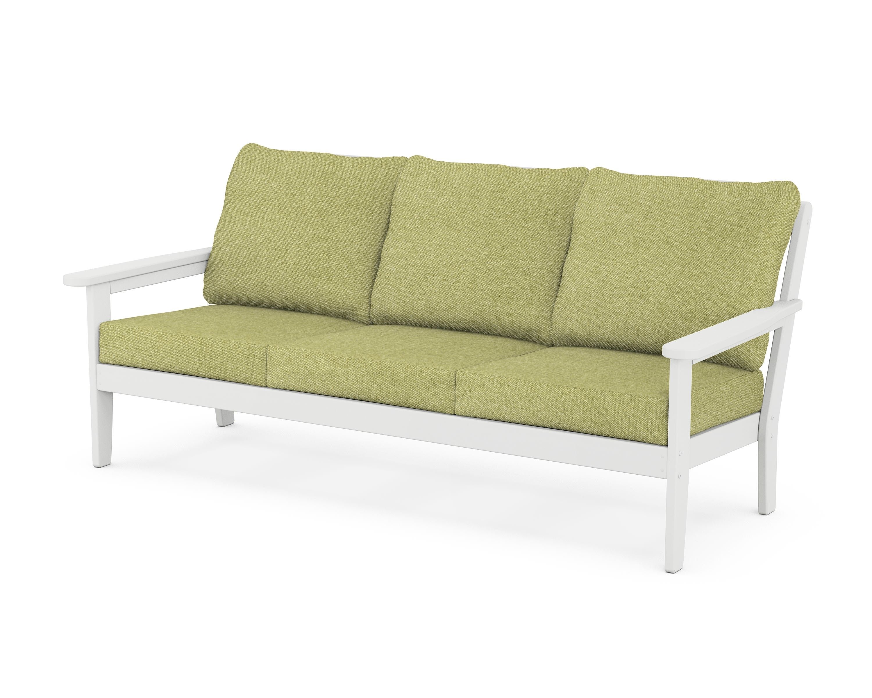 Country Living Cottage Deep Seating Sofa in White / Chartreuse Boucle