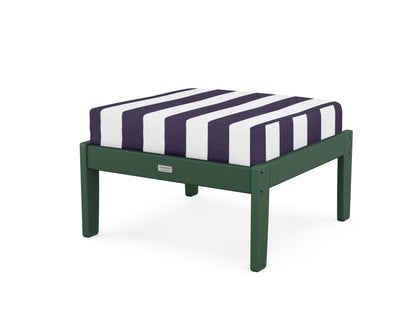 Country Living Cottage Deep Seating Ottoman in Green / Cabana Stripe Navy