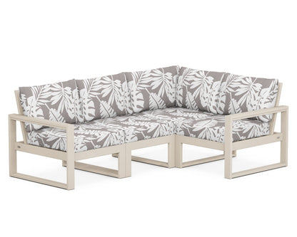 POLYWOOD® EDGE 4-Piece Modular Deep Seating Set in Sand / Leaf Grey Mist