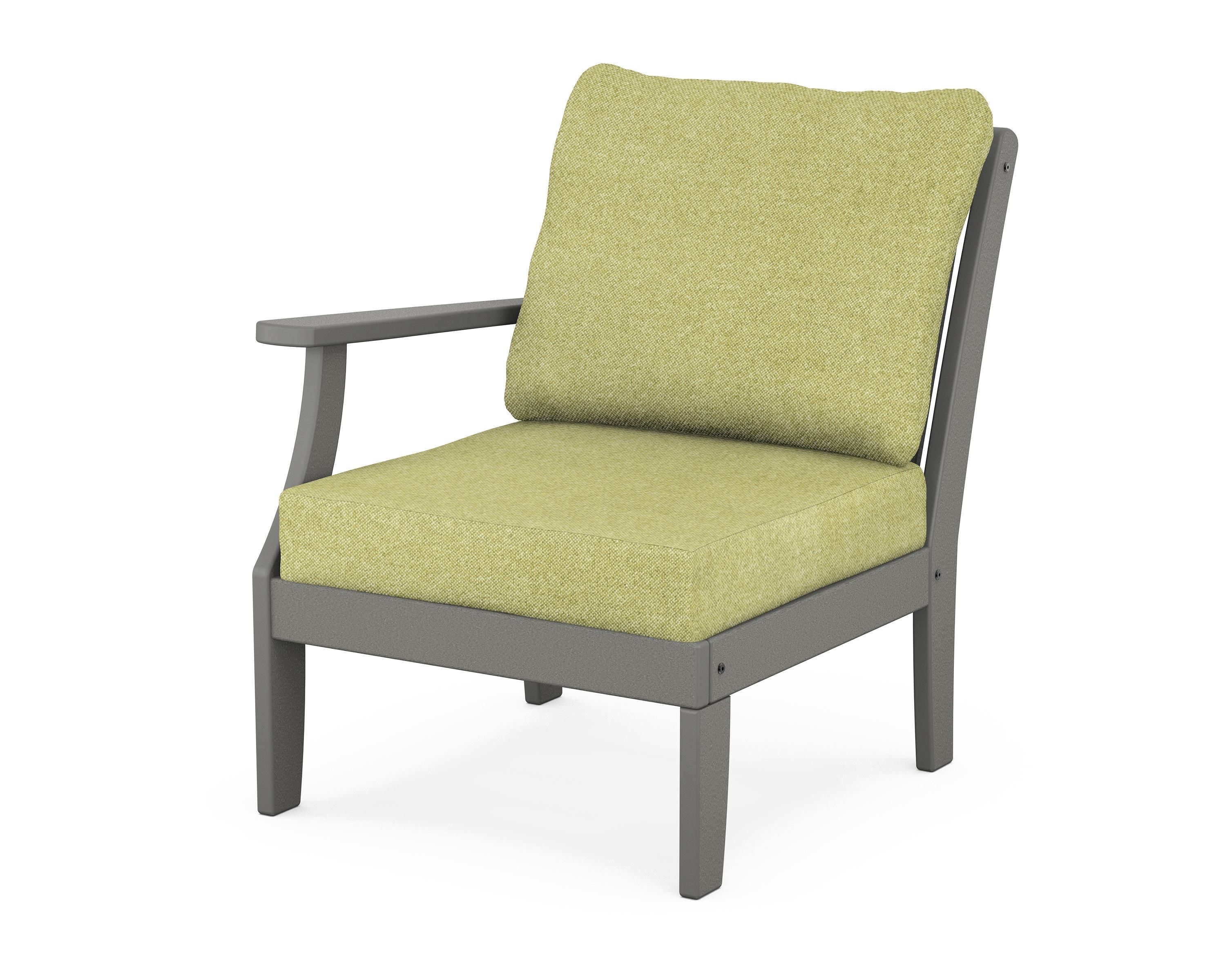 POLYWOOD® Braxton Modular Left Arm Chair in Slate Grey / Chartreuse Boucle