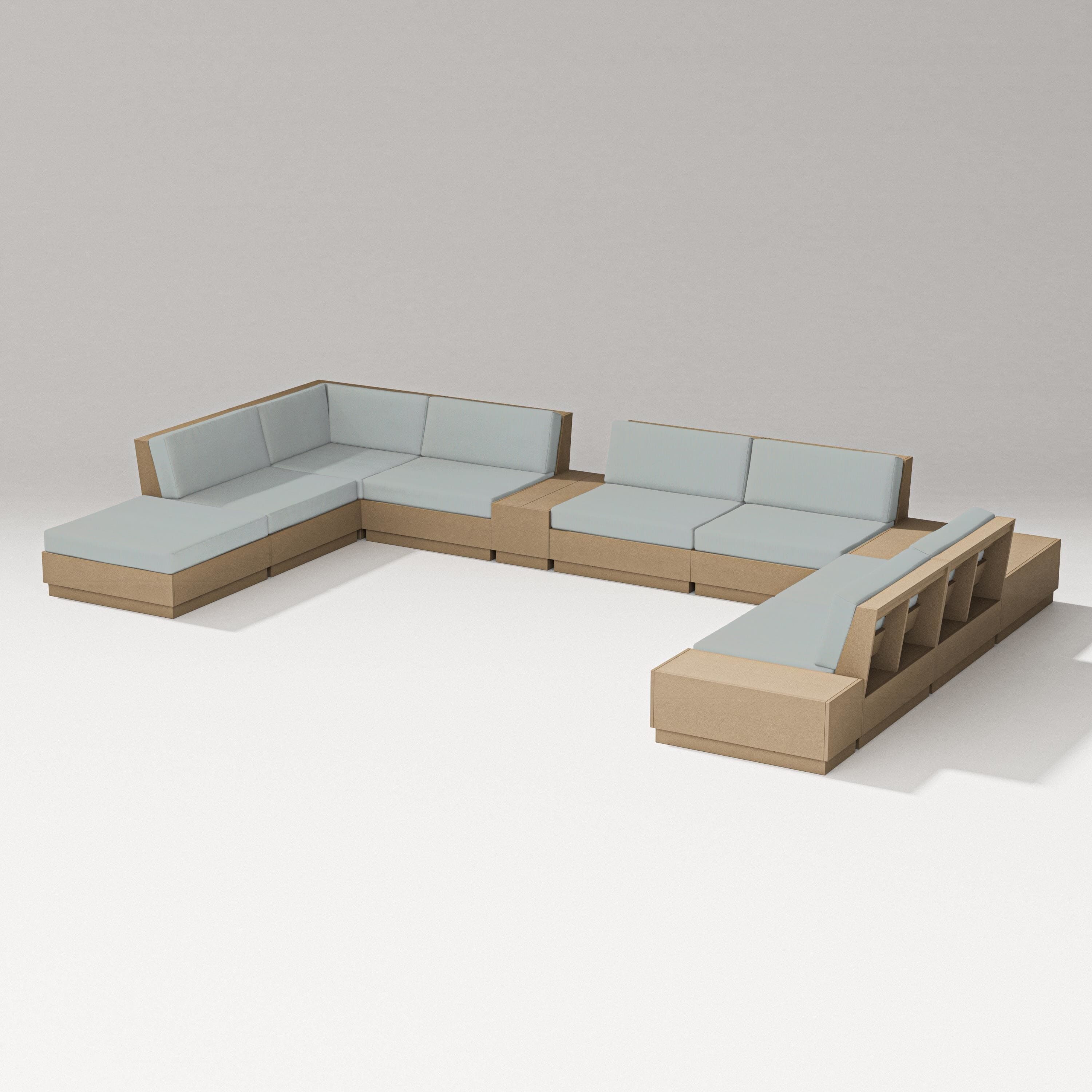 PW Designer Series Elevate 11-Piece Conversation Sectional Set in Vintage Sahara / Spa