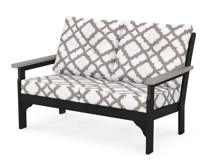 POLYWOOD® Vineyard Deep Seating Loveseat in Black / Driftwood / Trellis Grey Mist