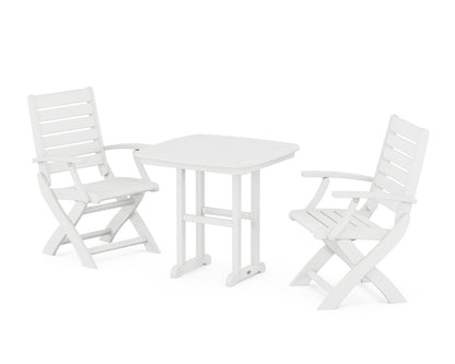 POLYWOOD® Signature Folding Chair 3-Piece Dining Set in White