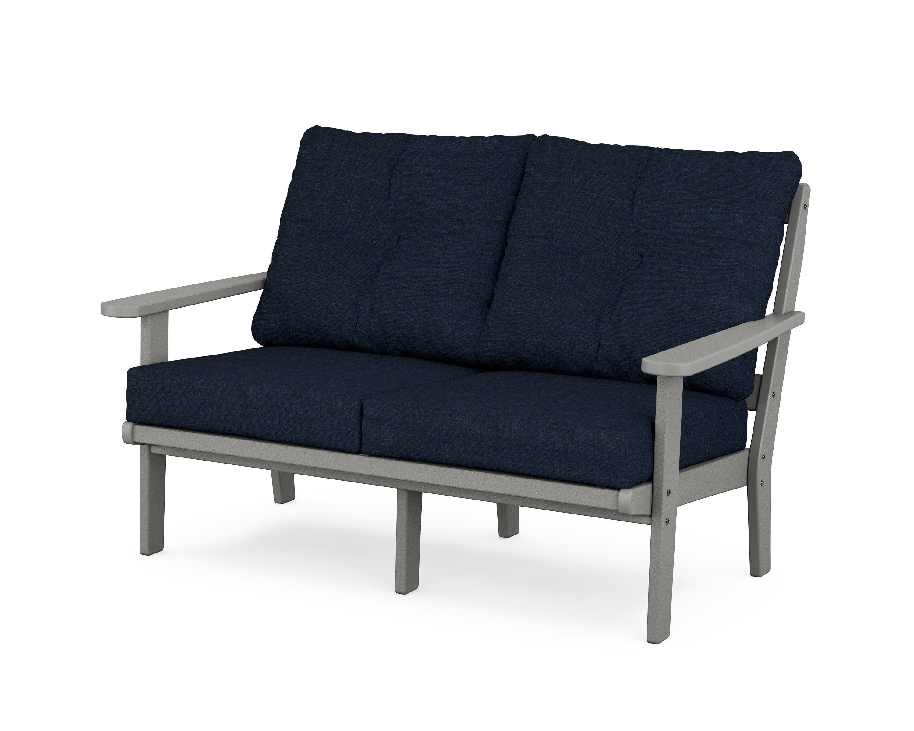 POLYWOOD® Mission Deep Seating Loveseat in Slate Grey / Marine Indigo