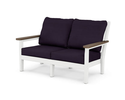 POLYWOOD® Chippendale Deep Seating Loveseat in White / Kona / Navy Linen