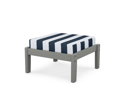 Unbranded Deep Seating Ottoman in Slate Grey / Cabana Stripe Marine Indigo