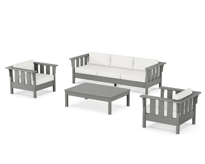 Martha Stewart by POLYWOOD® Acadia 4-Piece Deep Seating Set with Sofa in Slate Grey / Natural Linen