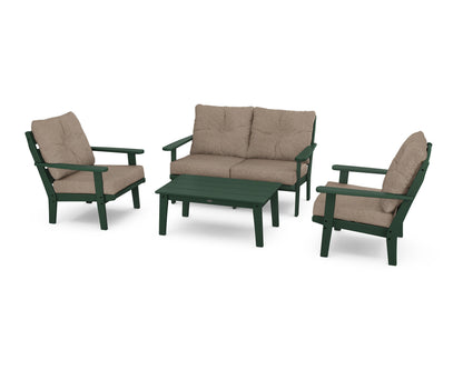 POLYWOOD® Lakeside 4-Piece Deep Seating Set in Green / Spiced Burlap