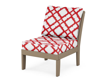 POLYWOOD® Braxton Modular Armless Chair in Vintage Sahara / Trellis Crimson