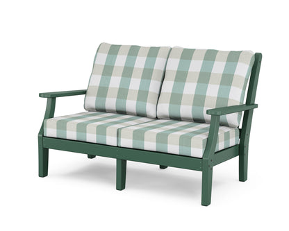 Country Living Wovendale Deep Seating Loveseat in Green / Buffalo Plaid Glacier Spa